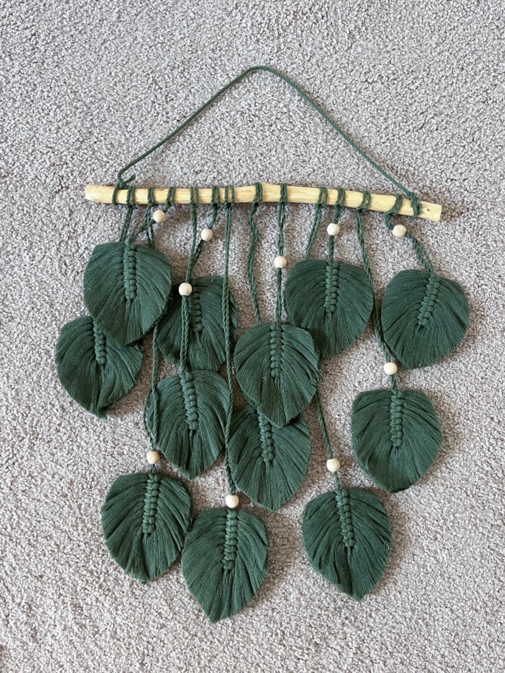 Green Leaf Macrame Boho Wall Hanging
